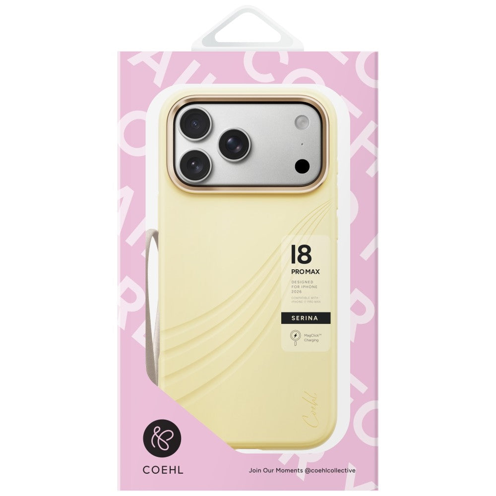 Uniq Coehl Serina Magnetic Charging dėklas skirtas iPhone 18 Pro Max / 17 Pro Max - Geltona -- iPhone 18 Pro Max / iPhone...