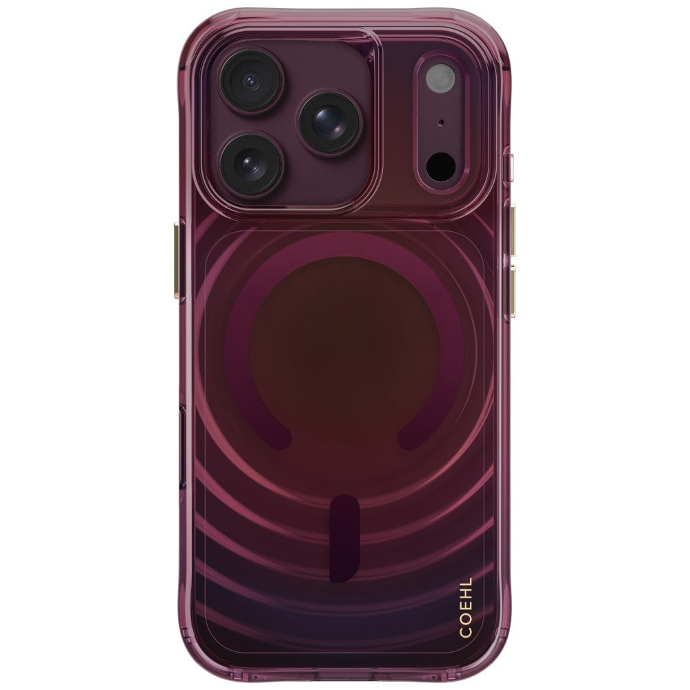 Uniq Coehl Vela Magnetic Charging dėklas skirtas iPhone 18 Pro / 17 Pro - Burgundo -- iPhone 18 Pro / iPhone 17 Pro