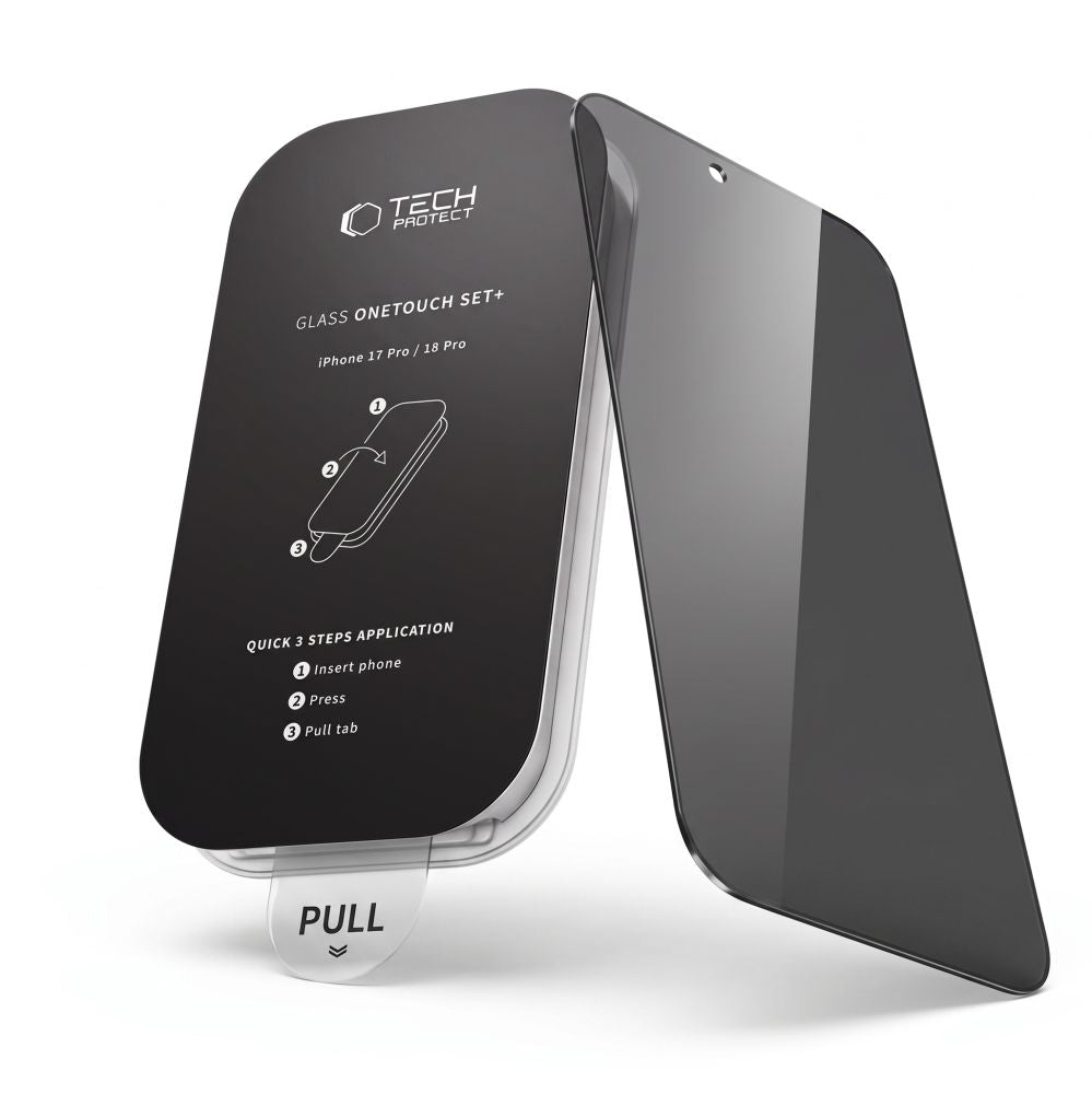 Privatumą saugantis grūdintas stiklas Tech-Protect OneTouch Set Spy+, 2 vnt. rinkinys, telefonui iPhone 18 Pro Max --...
