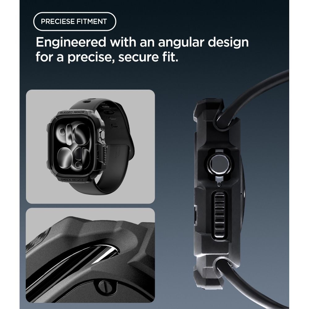 Dėklas Spigen Rugged Armor laikrodžiui Apple Watch 42mm - matinė juoda -- Apple Watch 42mm