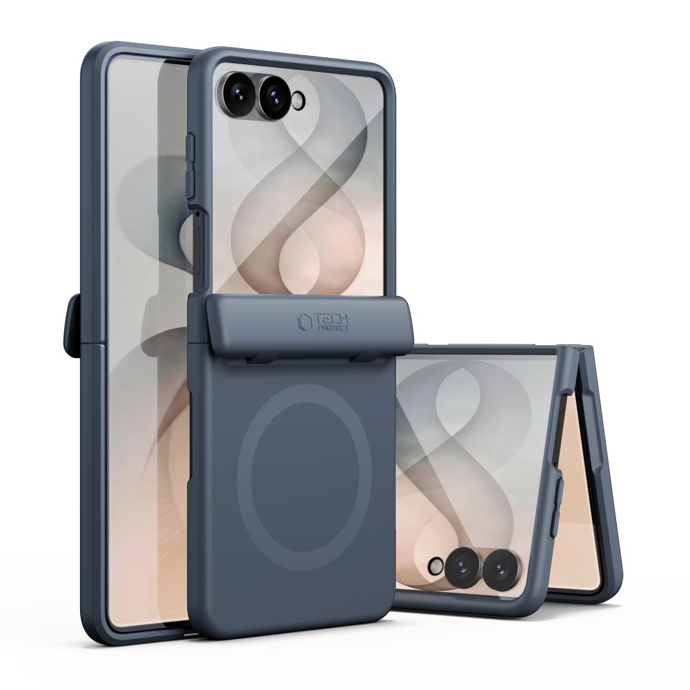 Dėklas Tech-Protect Kevlar Aura MagSafe, skirtas Samsung Galaxy Z Flip 8 - Tamsiai mėlynas -- Samsung Galaxy Z Flip 8