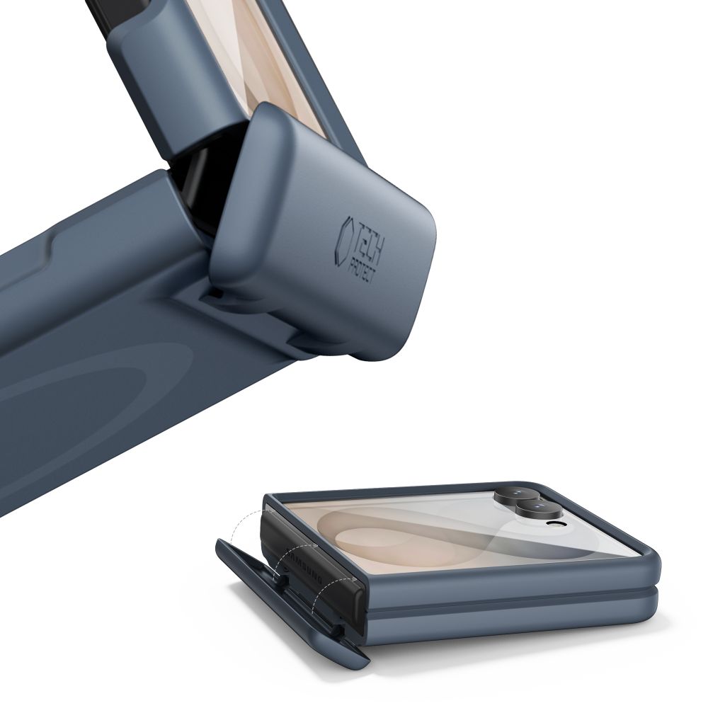 Dėklas Tech-Protect Kevlar Aura MagSafe, skirtas Samsung Galaxy Z Flip 8 - Tamsiai mėlynas -- Samsung Galaxy Z Flip 8