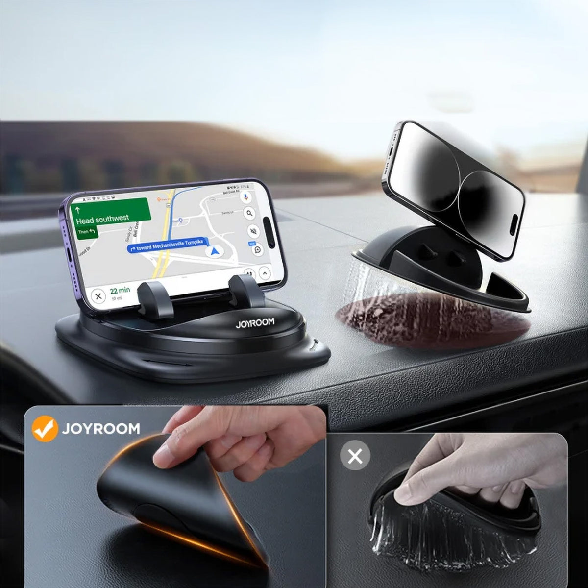 Telefono laikiklis su siurbtuku Joyroom JR-ZS354 automobiliui, biurui, namams - Juodas - OUTLET -- Uncategorized