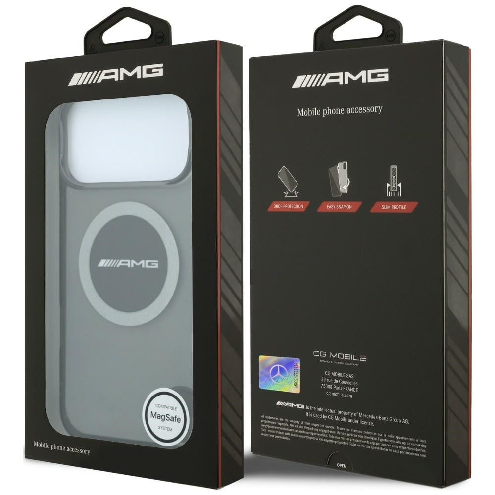 Dėklas iPhone 18 Pro Max / 17 Pro Max - Mercedes AMG IML Transparent Bicolor Block MagSafe, juodas ir pilkas -- iPhone 18...