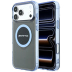 Dėklas Mercedes AMG IML Transparent Bicolor Block MagSafe, skirtas iPhone 18 Pro Max / 17 Pro Max - juodas ir mėlynas --...