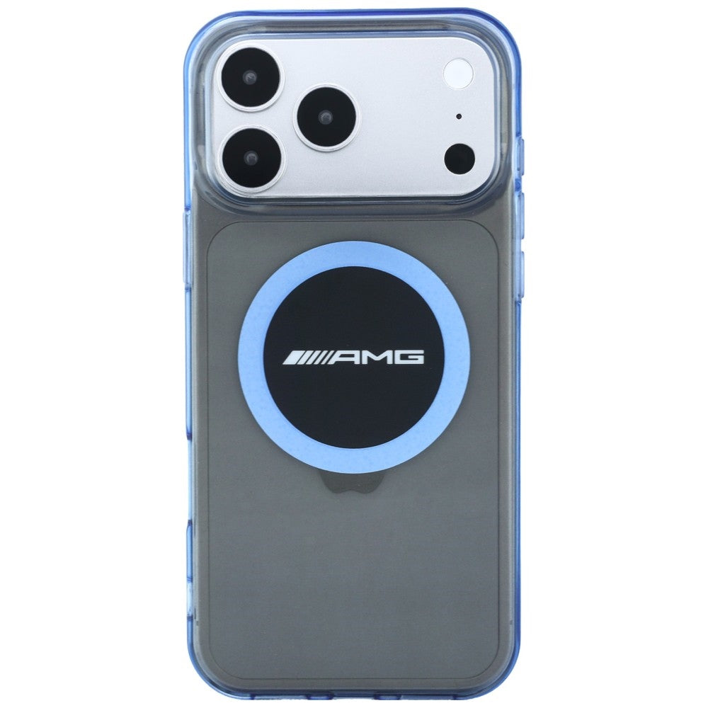 Dėklas Mercedes AMG IML Transparent Bicolor Block MagSafe, skirtas iPhone 18 Pro Max / 17 Pro Max - juodas ir mėlynas --...