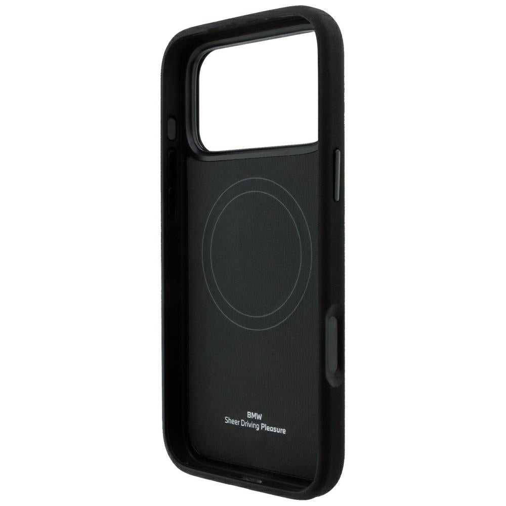 Dėklas BMW Kevlar Metal Logo MagSafe, skirtas iPhone 18 Pro Max / 17 Pro Max - juodas -- iPhone 18 Pro Max / iPhone 17...