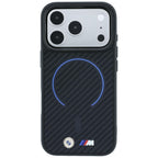 Dėklas BMW M Kevlar Blue Print Ring Metal Logo MagSafe, skirtas iPhone 18 Pro / 17 Pro - Juodas -- iPhone 18 Pro / iPhone...