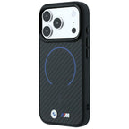 Dėklas BMW M Kevlar Blue Print Ring Metal Logo MagSafe, skirtas iPhone 18 Pro Max / 17 Pro Max - Juodas -- iPhone 18 Pro...