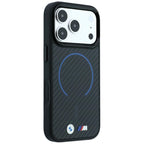 Dėklas BMW M Kevlar Blue Print Ring Metal Logo MagSafe, skirtas iPhone 18 Pro Max / 17 Pro Max - Juodas -- iPhone 18 Pro...