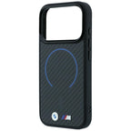 Dėklas BMW M Kevlar Blue Print Ring Metal Logo MagSafe, skirtas iPhone 18 Pro Max / 17 Pro Max - Juodas -- iPhone 18 Pro...