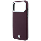 Dėklas BMW Sign Deboss Quilted Metal Logo MagSafe, skirtas iPhone 18 Pro / 17 Pro - Bordo -- iPhone 18 Pro / iPhone 17 Pro