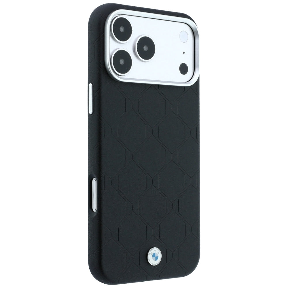 Dėklas BMW Sign Deboss Quilted Metal Logo MagSafe, skirtas iPhone 18 Pro / 17 Pro - Juodas -- iPhone 18 Pro / iPhone 17 Pro