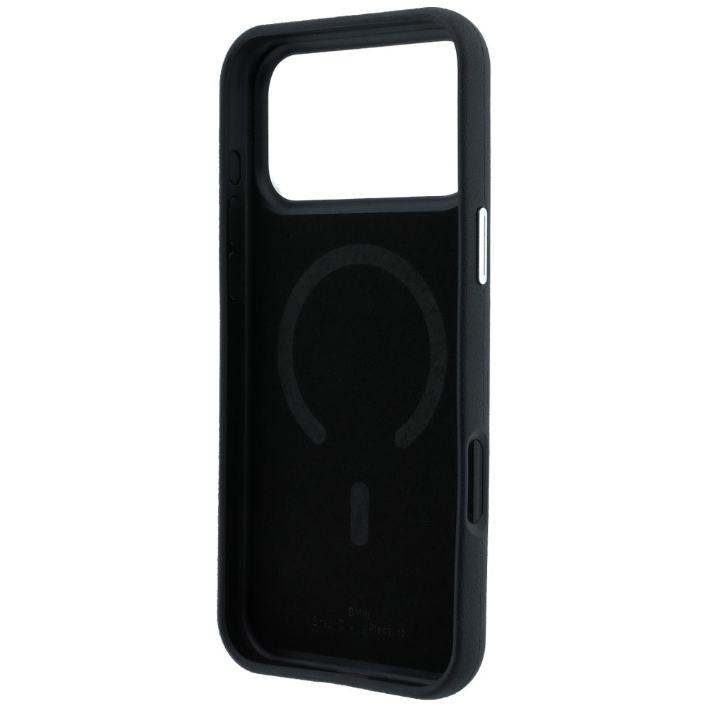 Dėklas BMW Sign Deboss Quilted Metal Logo MagSafe, skirtas iPhone 18 Pro / 17 Pro - Juodas -- iPhone 18 Pro / iPhone 17 Pro