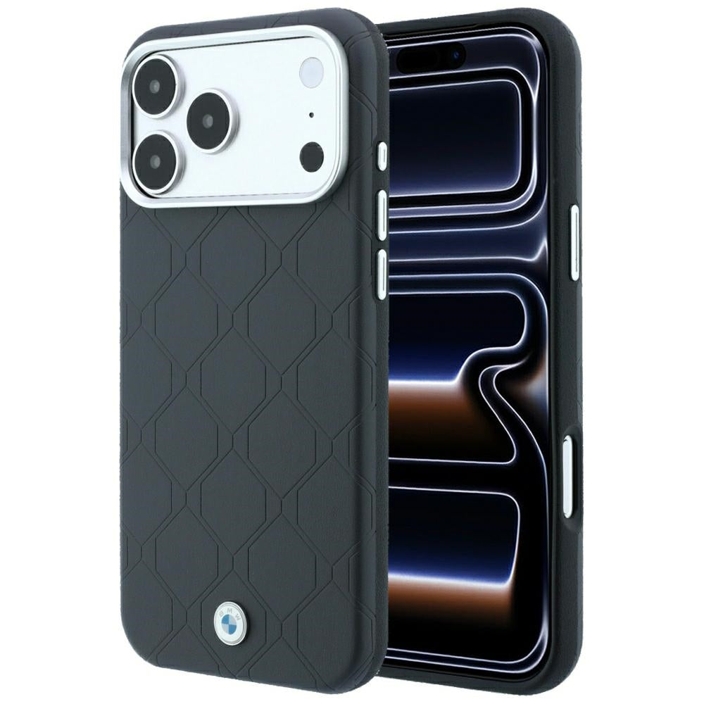 Dėklas BMW Sign Deboss Quilted Metal Logo MagSafe, skirtas iPhone 18 Pro Max / 17 Pro Max - Tamsiai pilkas -- iPhone 18...