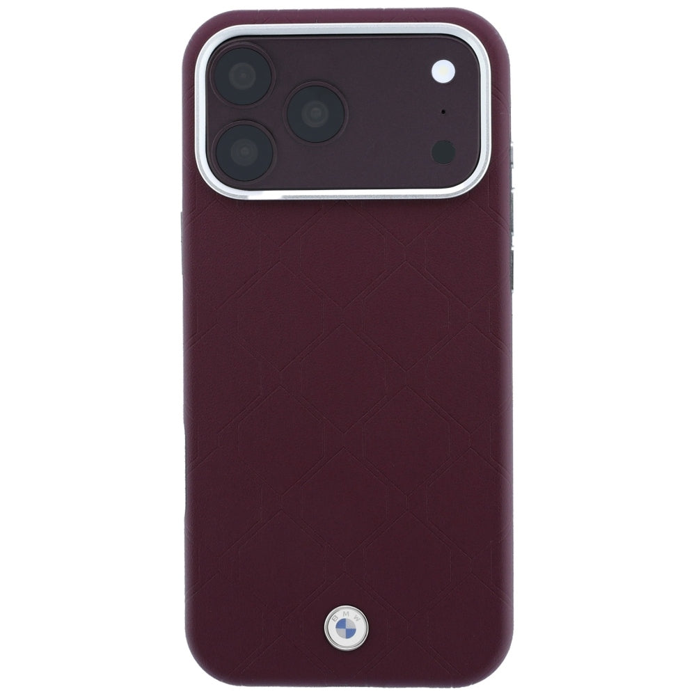 Dėklas BMW Sign Deboss Quilted Metal Logo MagSafe, skirtas iPhone 18 Pro Max / 17 Pro Max - Bordo -- iPhone 18 Pro Max /...