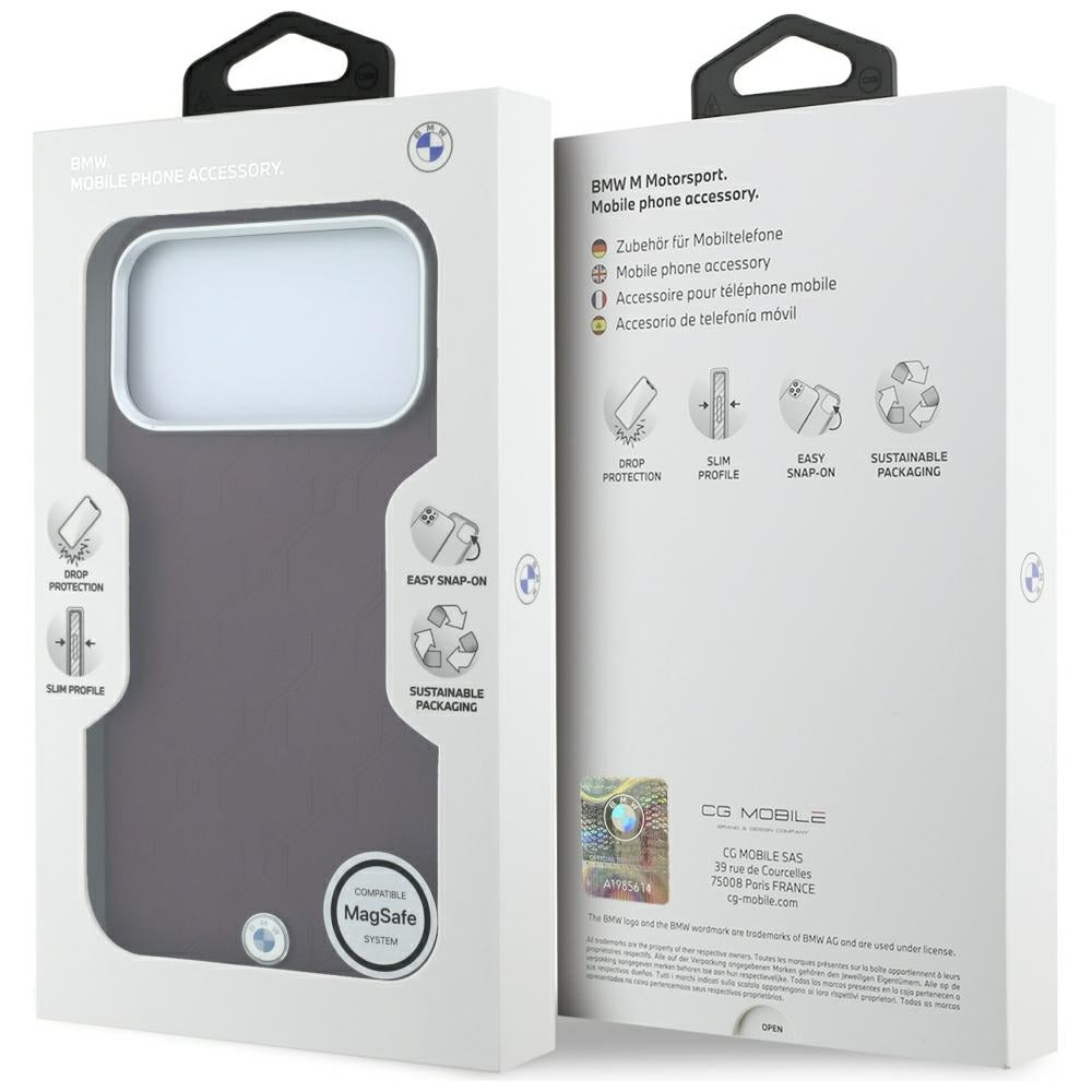 Dėklas BMW Sign Deboss Quilted Metal Logo MagSafe, skirtas iPhone 18 Pro Max / 17 Pro Max - Bordo -- iPhone 18 Pro Max /...