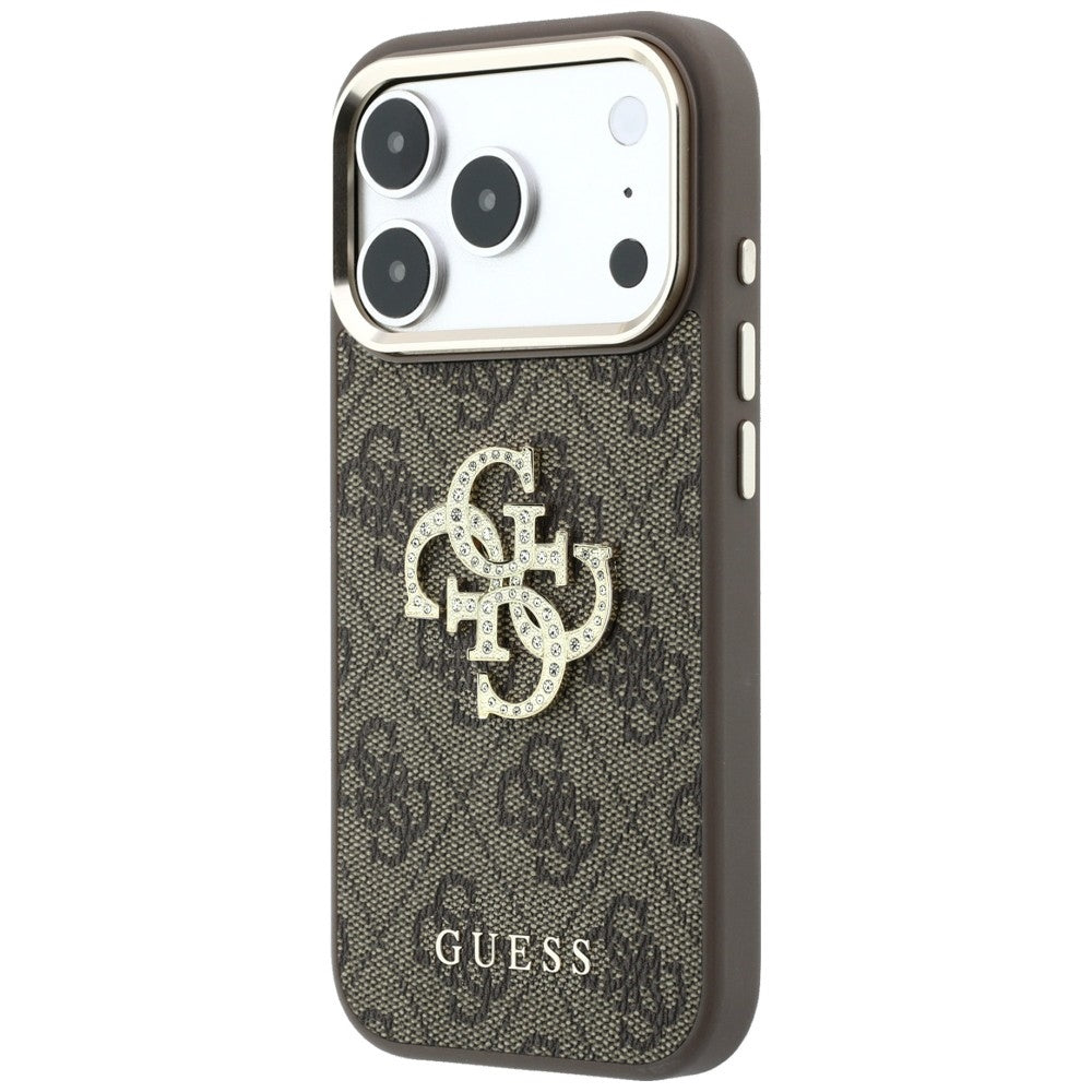 Dėklas Guess 4G & Big Strass Logo, skirtas iPhone 18 Pro / 17 Pro - Ruda -- iPhone 18 Pro / iPhone 17 Pro