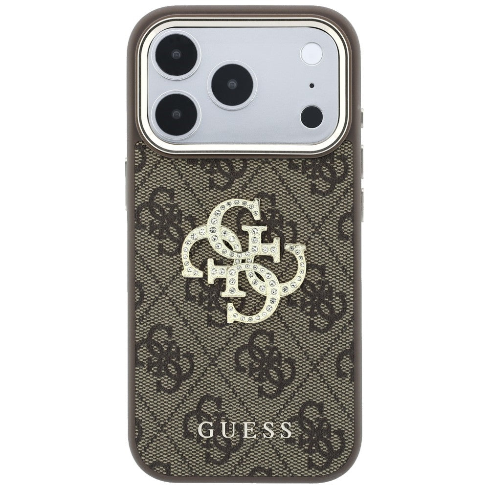 Dėklas Guess 4G & Big Strass Logo, skirtas iPhone 18 Pro / 17 Pro - Ruda -- iPhone 18 Pro / iPhone 17 Pro