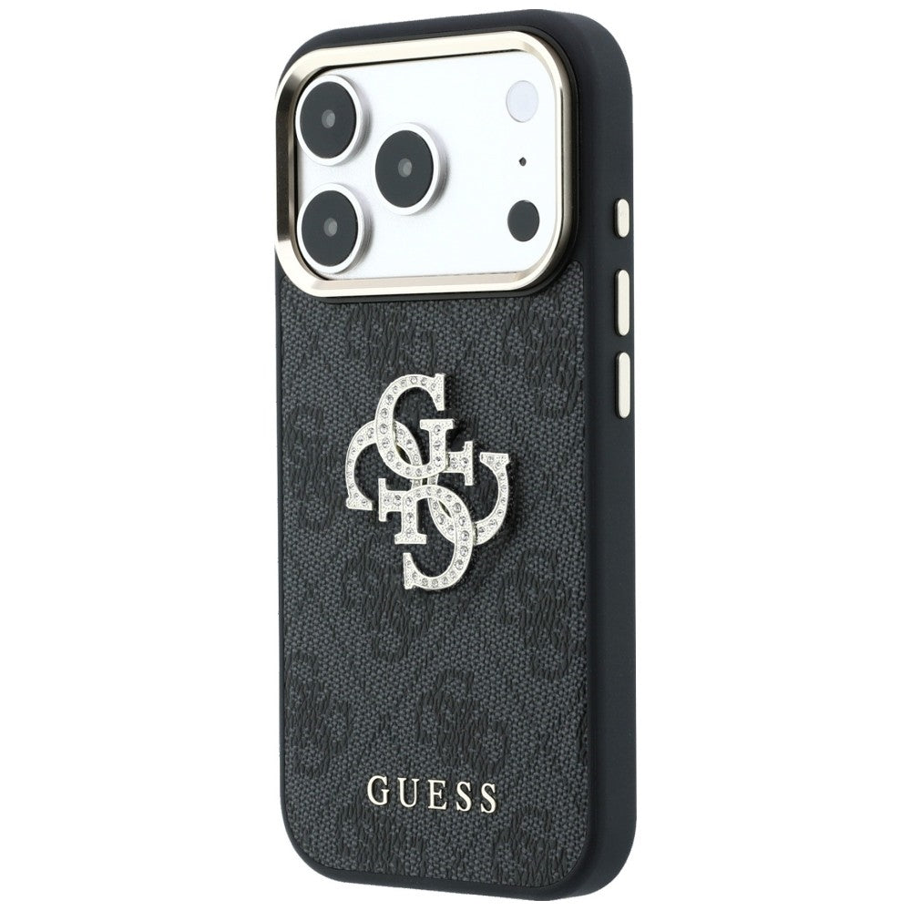 Dėklas Guess 4G & Big Strass Logo, skirtas iPhone 18 Pro / 17 Pro - Juoda -- iPhone 18 Pro / iPhone 17 Pro