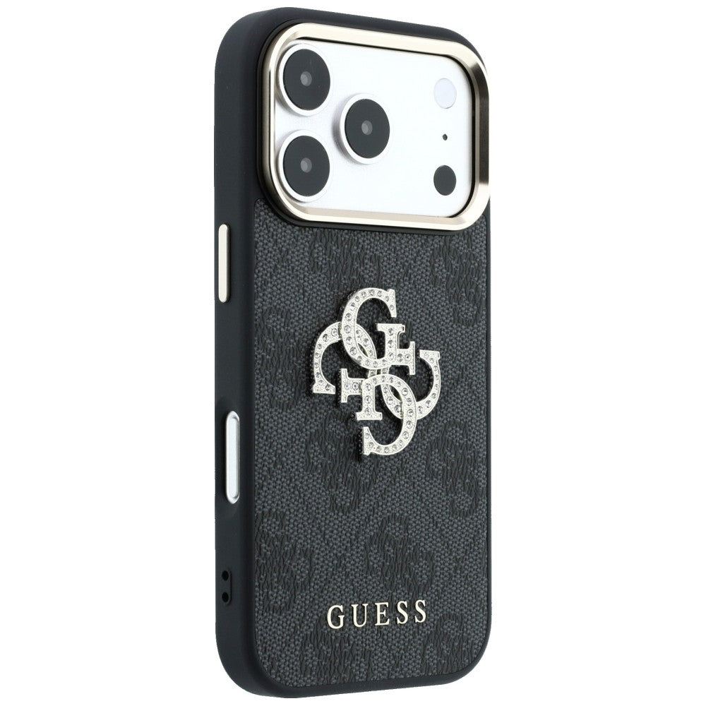 Dėklas Guess 4G & Big Strass Logo, skirtas iPhone 18 Pro / 17 Pro - Juoda -- iPhone 18 Pro / iPhone 17 Pro