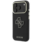 Dėklas Guess Grained & Big Resin Logo, skirtas iPhone 18 Pro / 17 Pro - Juoda -- iPhone 18 Pro / iPhone 17 Pro