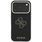 Dėklas Guess Grained & Big Resin Logo, skirtas iPhone 18 Pro / 17 Pro - Juoda -- iPhone 18 Pro / iPhone 17 Pro