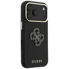 Dėklas Guess Grained & Big Resin Logo, skirtas iPhone 18 Pro / 17 Pro - Juoda -- iPhone 18 Pro / iPhone 17 Pro