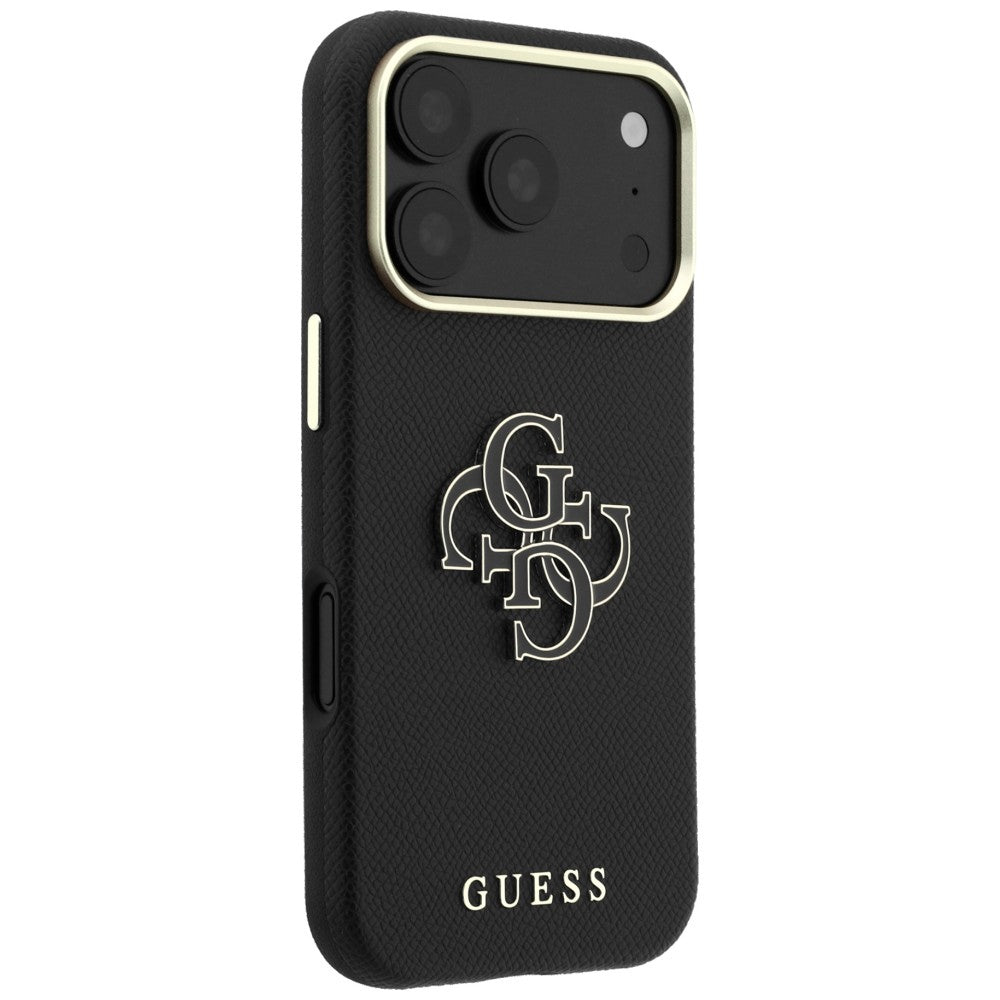 Dėklas Guess Grained & Big Resin Logo, skirtas iPhone 18 Pro / 17 Pro - Juoda -- iPhone 18 Pro / iPhone 17 Pro