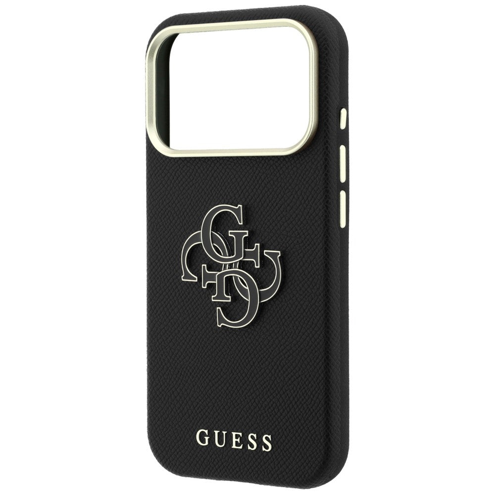 Dėklas Guess Grained & Big Resin Logo, skirtas iPhone 18 Pro / 17 Pro - Juoda -- iPhone 18 Pro / iPhone 17 Pro