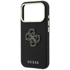 Dėklas Guess Grained & Big Resin Logo, skirtas iPhone 18 Pro / 17 Pro - Juoda -- iPhone 18 Pro / iPhone 17 Pro