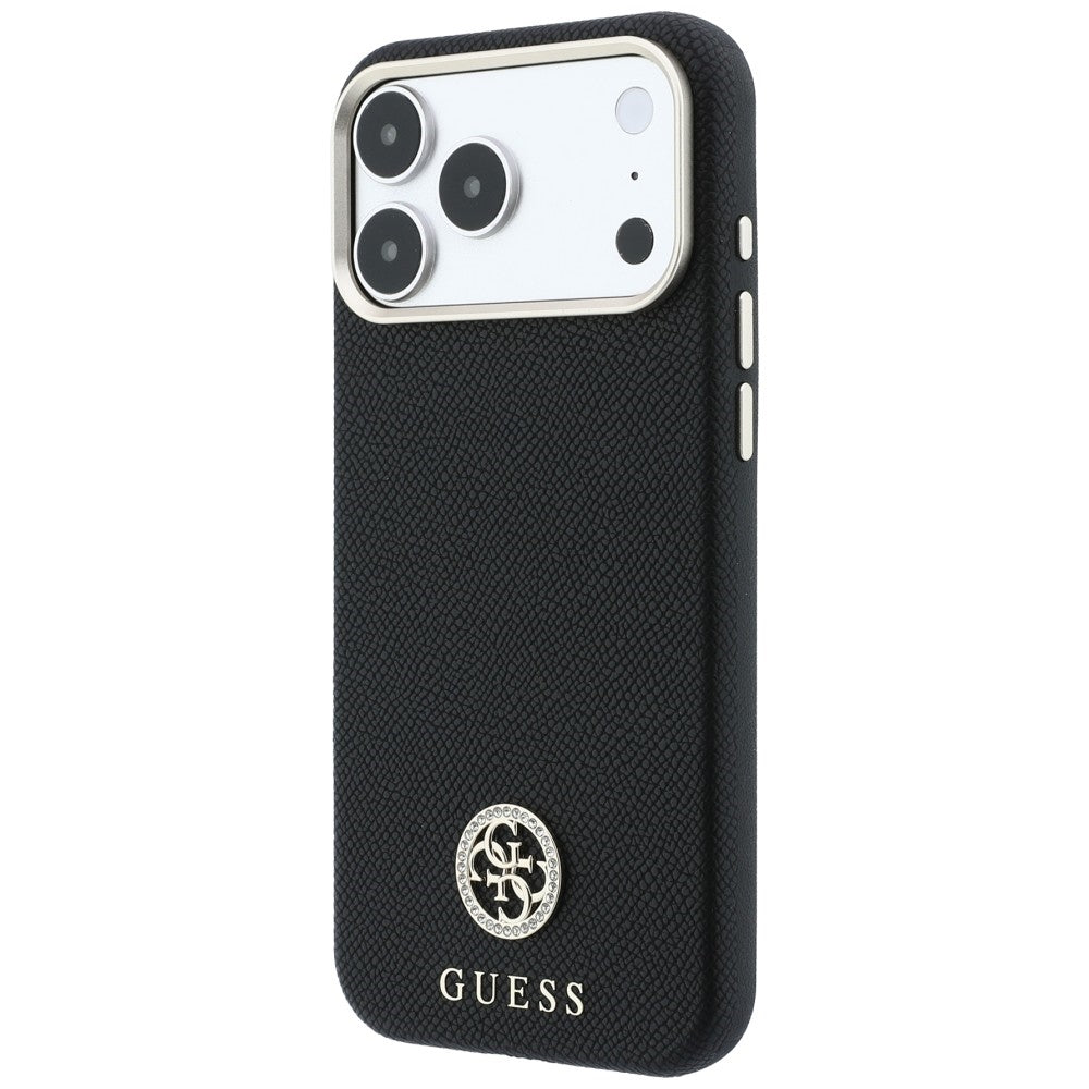 Dėklas Guess Grained Round Strass Logo MagSafe, skirtas iPhone 18 Pro / 17 Pro - Juoda -- iPhone 18 Pro / iPhone 17 Pro