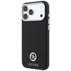 Dėklas Guess Grained Round Strass Logo MagSafe, skirtas iPhone 18 Pro / 17 Pro - Juoda -- iPhone 18 Pro / iPhone 17 Pro
