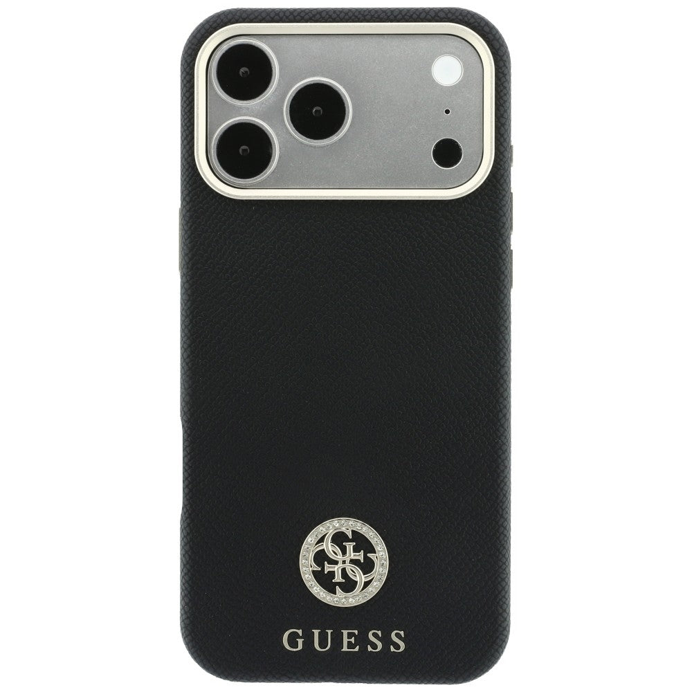 Dėklas Guess Grained Round Strass Logo MagSafe, skirtas iPhone 18 Pro / 17 Pro - Juoda -- iPhone 18 Pro / iPhone 17 Pro