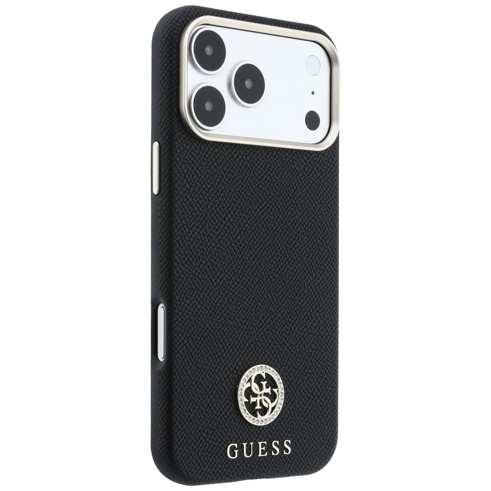 Dėklas Guess Grained Round Strass Logo MagSafe, skirtas iPhone 18 Pro / 17 Pro - Juoda -- iPhone 18 Pro / iPhone 17 Pro
