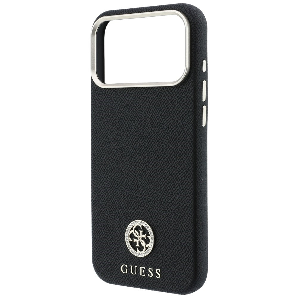 Dėklas Guess Grained Round Strass Logo MagSafe, skirtas iPhone 18 Pro / 17 Pro - Juoda -- iPhone 18 Pro / iPhone 17 Pro