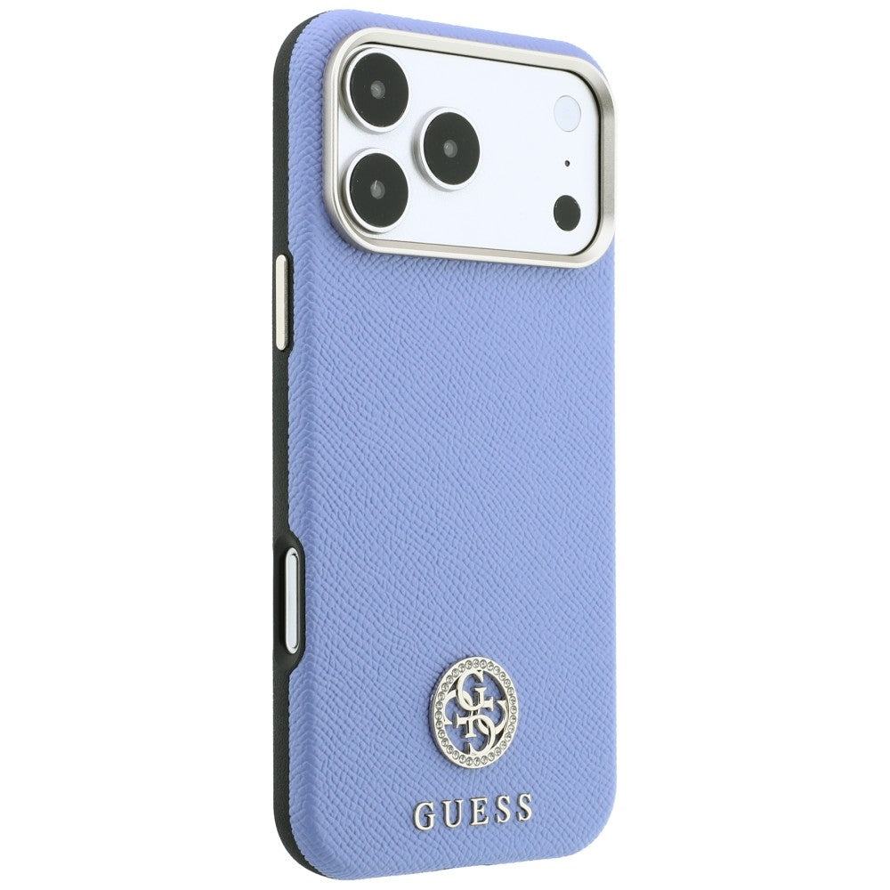 Dėklas Guess Grained Round Strass Logo MagSafe telefonui iPhone 18 Pro / 17 Pro - Mėlynas -- iPhone 18 Pro / iPhone 17 Pro