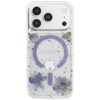 Dėklas Guess Resin Flowers Glitter MagSafe telefonui iPhone 18 Pro / 17 Pro - violetinis -- iPhone 18 Pro / iPhone 17 Pro