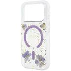 Dėklas Guess Resin Flowers Glitter MagSafe telefonui iPhone 18 Pro / 17 Pro - violetinis -- iPhone 18 Pro / iPhone 17 Pro