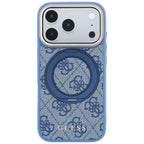 Dėklas Guess Ring Stand 360 4G Classic Logo MagSafe telefonui iPhone 18 Pro / 17 Pro - mėlynas -- iPhone 18 Pro / iPhone...