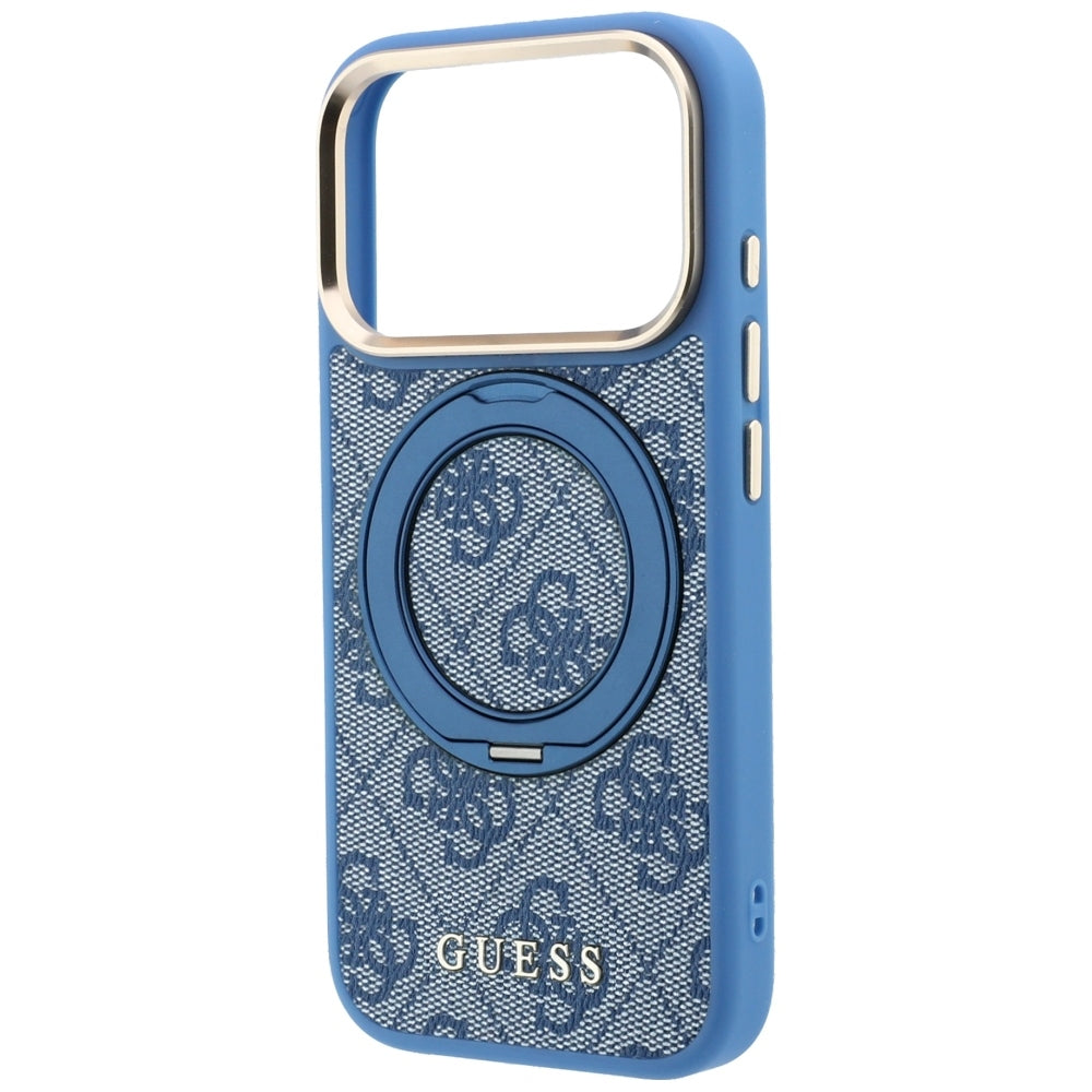 Dėklas Guess Ring Stand 360 4G Classic Logo MagSafe telefonui iPhone 18 Pro / 17 Pro - mėlynas -- iPhone 18 Pro / iPhone...