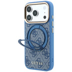 Dėklas Guess Ring Stand 360 4G Classic Logo MagSafe telefonams iPhone 18 Pro Max / 17 Pro Max - Mėlynas -- iPhone 18 Pro...