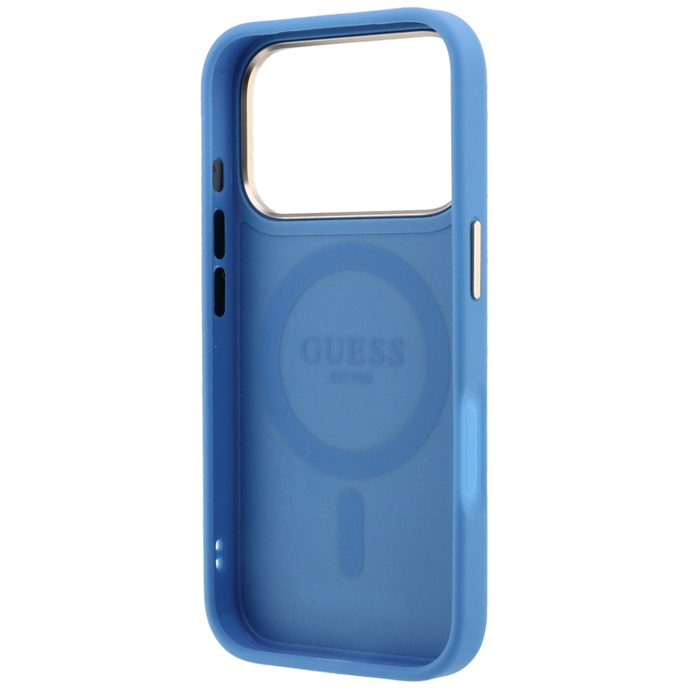Dėklas Guess Ring Stand 360 4G Classic Logo MagSafe telefonams iPhone 18 Pro Max / 17 Pro Max - Mėlynas -- iPhone 18 Pro...