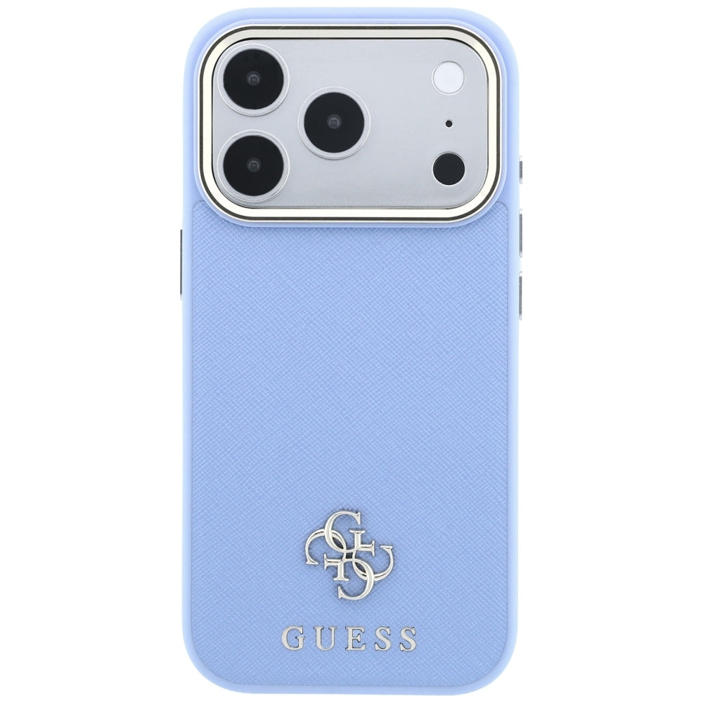 Dėklas Guess Saffiano Small 4G & Classic Logo MagSafe telefonams iPhone 18 Pro / 17 Pro - Šviesiai mėlynas -- iPhone 18...