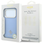 Dėklas Guess Saffiano Small 4G & Classic Logo MagSafe telefonams iPhone 18 Pro / 17 Pro - Šviesiai mėlynas -- iPhone 18...