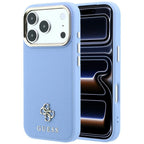 Dėklas Guess Saffiano Small 4G & Classic Logo MagSafe telefonams iPhone 18 Pro Max / 17 Pro Max - Šviesiai mėlynas --...