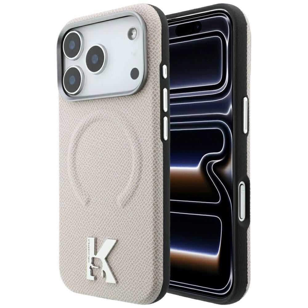 Dėklas Karl Lagerfeld Grained Embossed Ring & Kameo Logo MagSafe telefonams iPhone 18 Pro / 17 Pro - Smėlio -- iPhone 18...