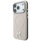 Dėklas Karl Lagerfeld Grained Embossed Ring & Kameo Logo MagSafe telefonams iPhone 18 Pro / 17 Pro - Smėlio -- iPhone 18...