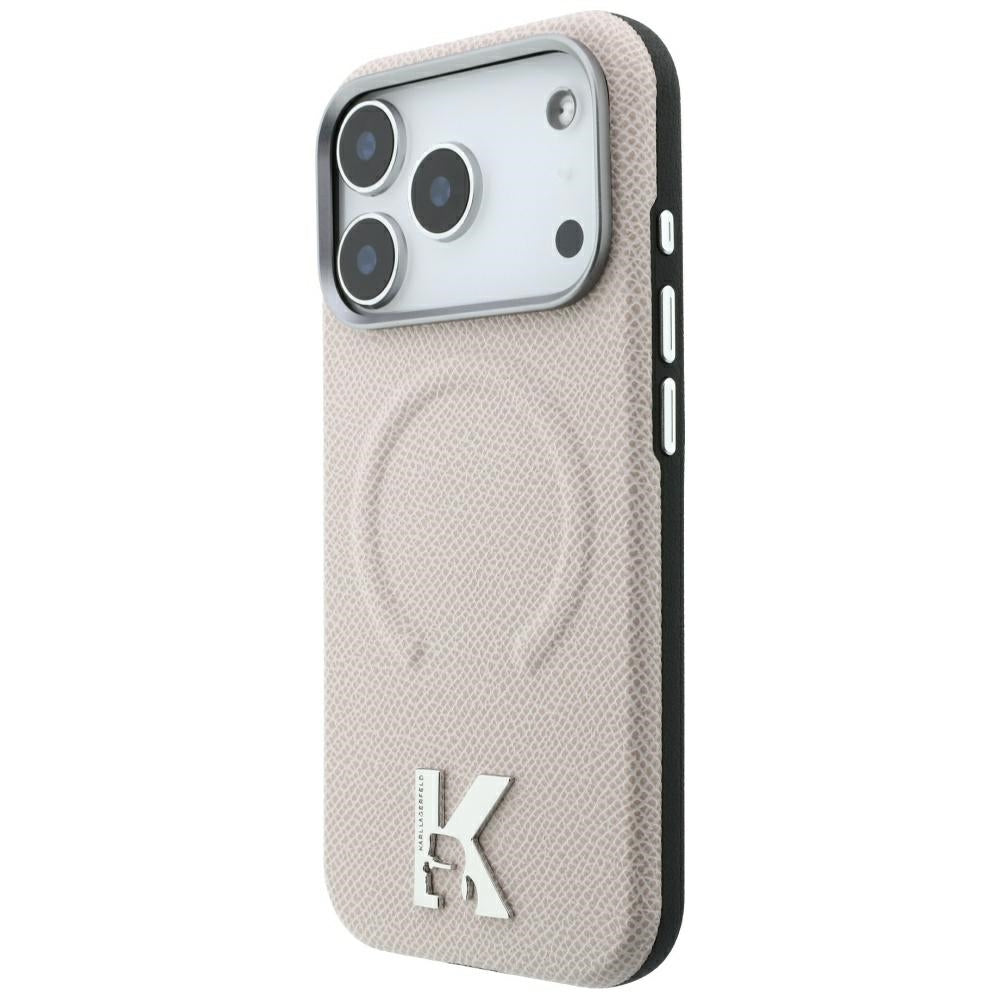 Dėklas Karl Lagerfeld Grained Embossed Ring & Kameo Logo MagSafe telefonams iPhone 18 Pro / 17 Pro - Smėlio -- iPhone 18...