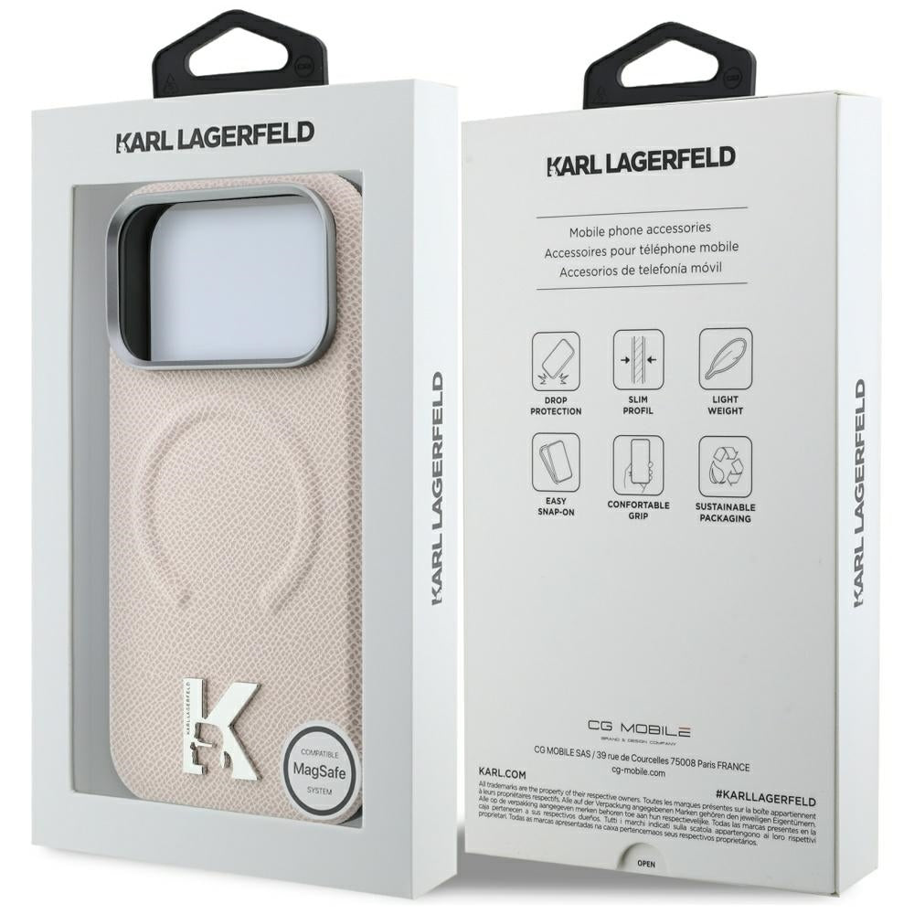 Dėklas Karl Lagerfeld Grained Embossed Ring & Kameo Logo MagSafe telefonams iPhone 18 Pro / 17 Pro - Smėlio -- iPhone 18...
